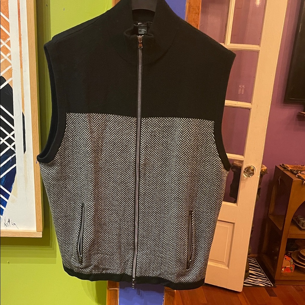 Ralph Lauren Black and Gray Herringbone Vest